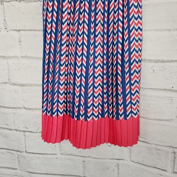 Modcloth Women's Just My Typist Pink Blue Print Sleeveless Collared Dress Sz XS - Picture 7 of 14